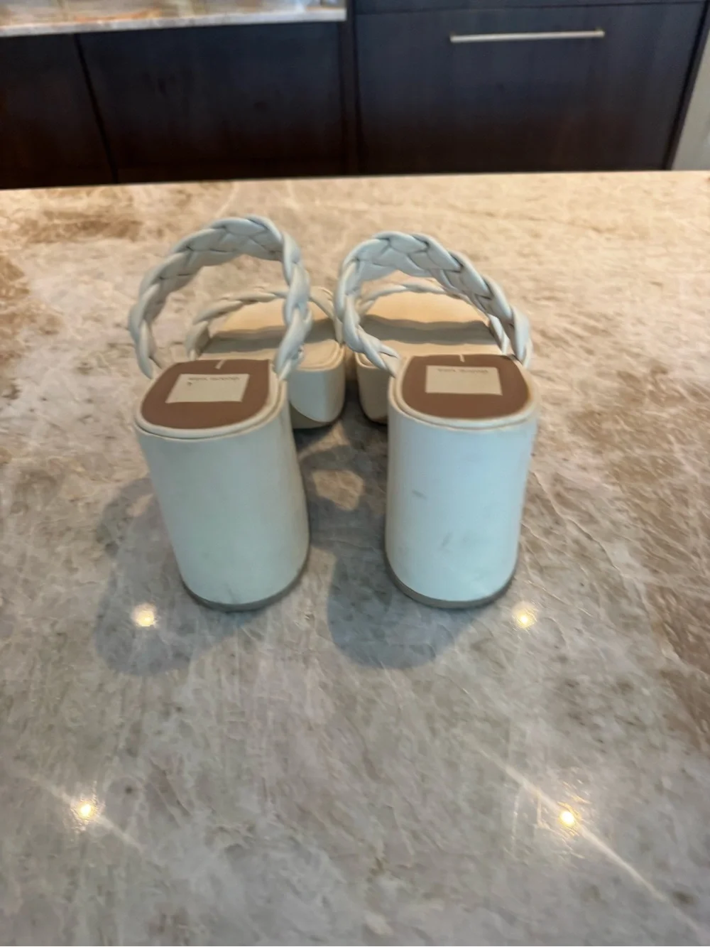 Dolce Vita Cream/White Braided Platform Heeled Sandals - size 7